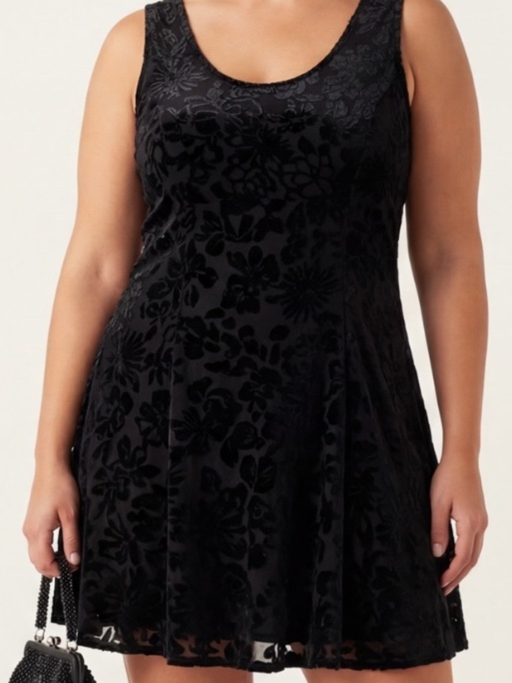 Boulevard De Paris Black Burnout Velvet Floral 
Cocktail Party Mini Dress LBD